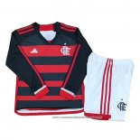 1º Camisola Flamengo 2024 Crianca Manga Comprida