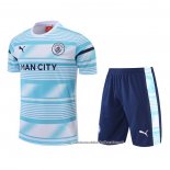 Fato de Treino Manchester City 2022 Manga Curta Azul - Calcas Curta